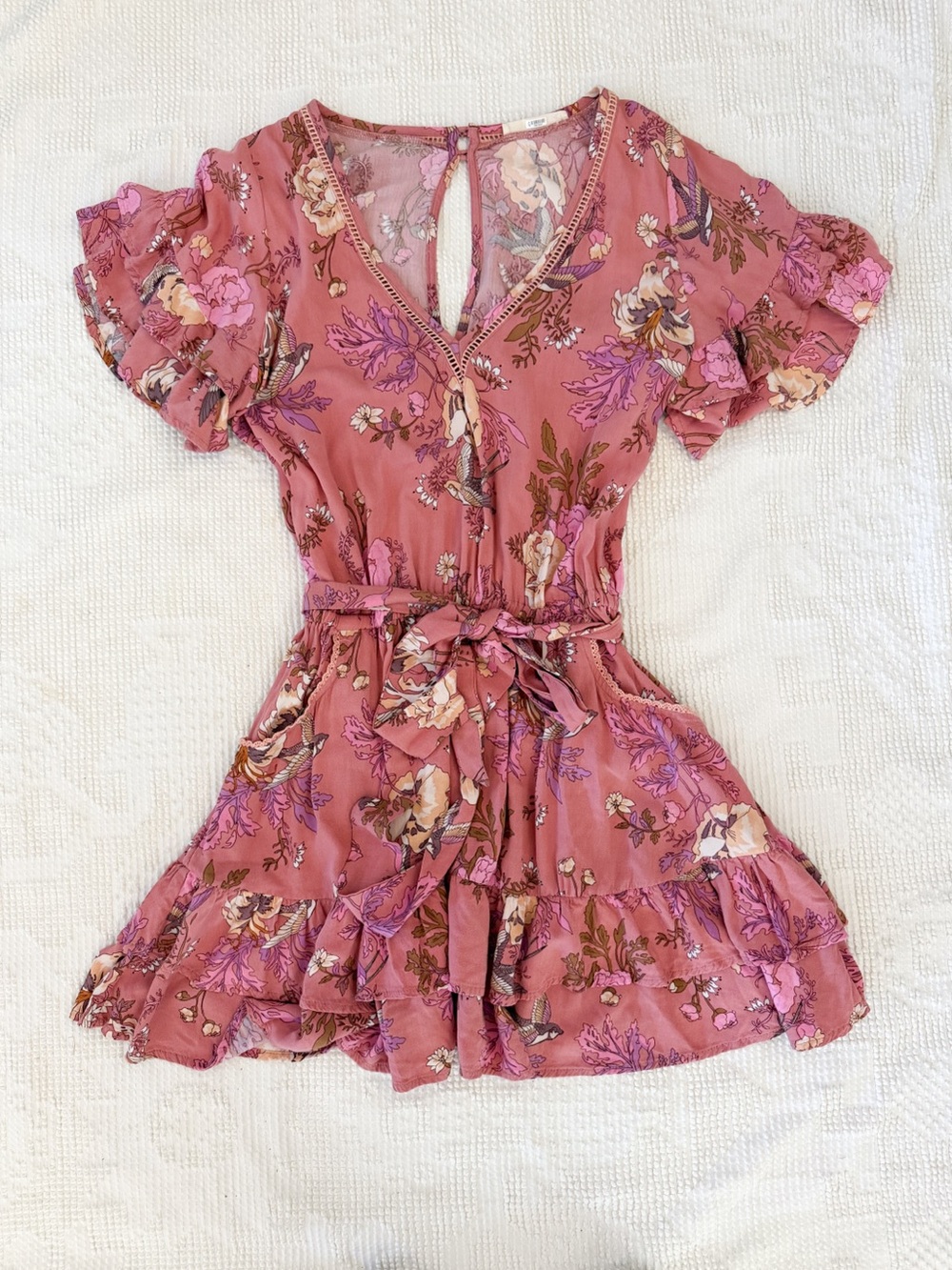 Spell and the Gypsy Collective S Rosa Play Dress Pink Floral Bird Boho